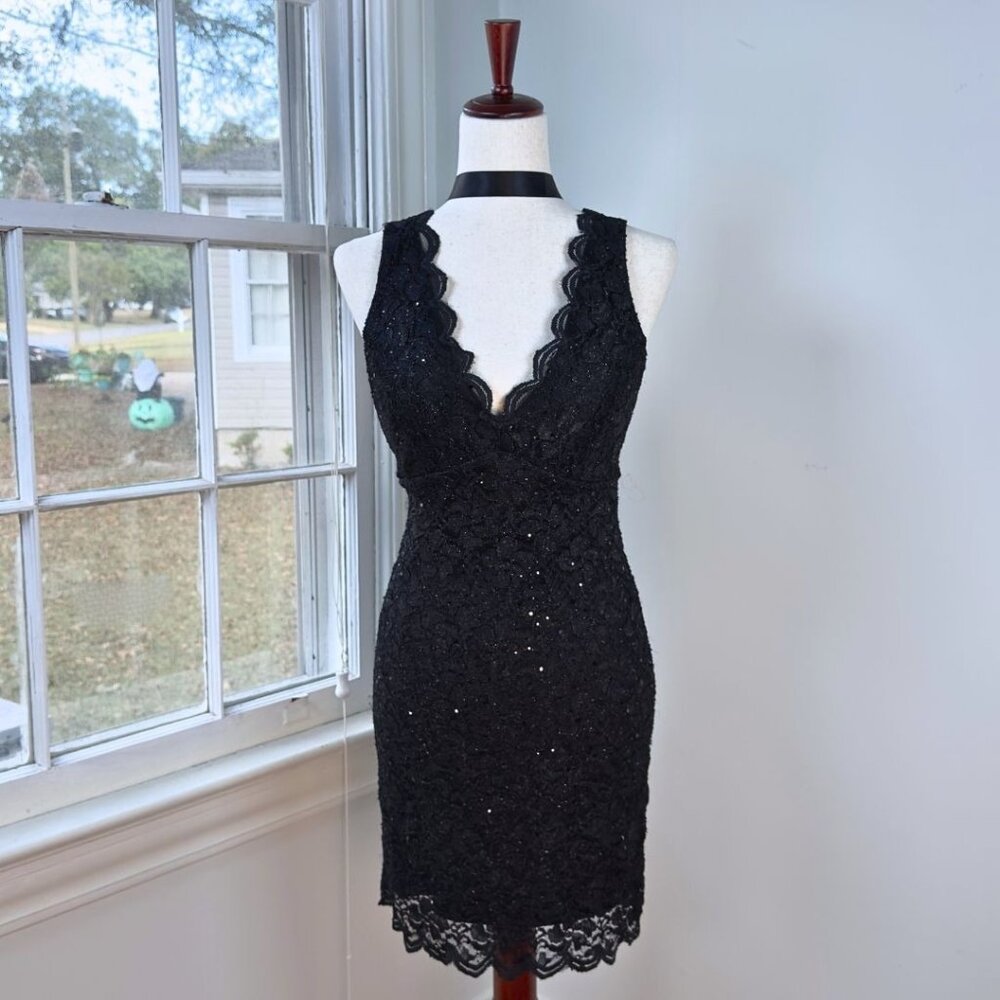 Black Lace Stretch Bodycon Sequin Dress Jump Apparel Junior 11 12